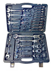 Професійний набір рожково-накидних ключів з тріскачкою Silver 22 шт. (6-32)