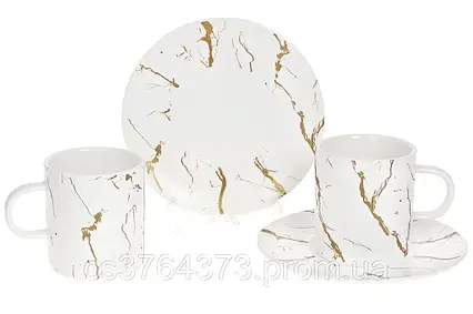 Сервіз чайний Bona Di Мармурова Розкіш 4 предмети білий