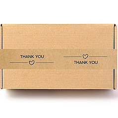 Скотч етикетка крафт "Thank You 06"​​​, 50х294 мм (100 шт/рулон) з принтом, самоклеюча Viskom