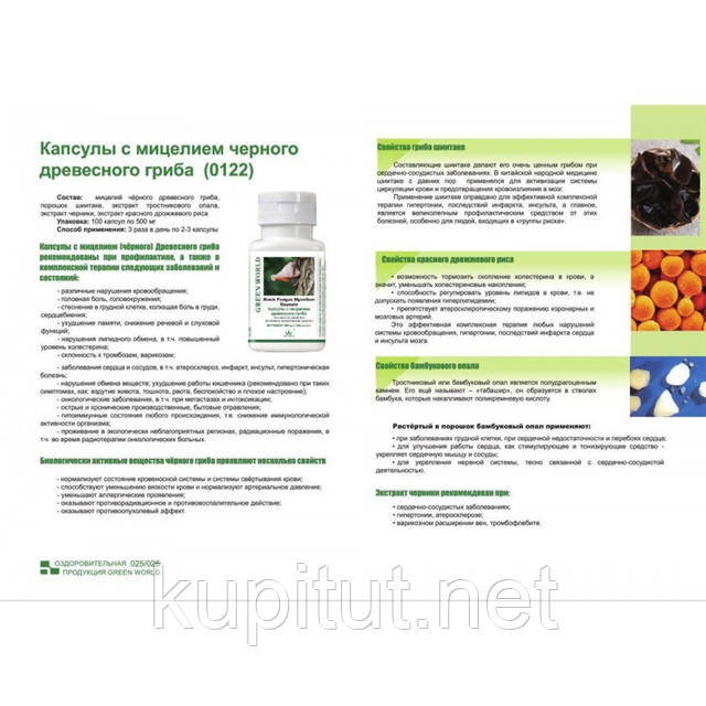 Капсулы с мицелием черного древесного гриба МУН Green World (c добавление шиитаке ) Капсулы с мицелием черного древесного гриба МУН Green World (c добавление шиитаке )