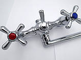 Змішувач кран-буксовий для ванни, тип ручк.135-3, пр.вилив 30см хром MILLZ  MRS-01-X-006, фото 3