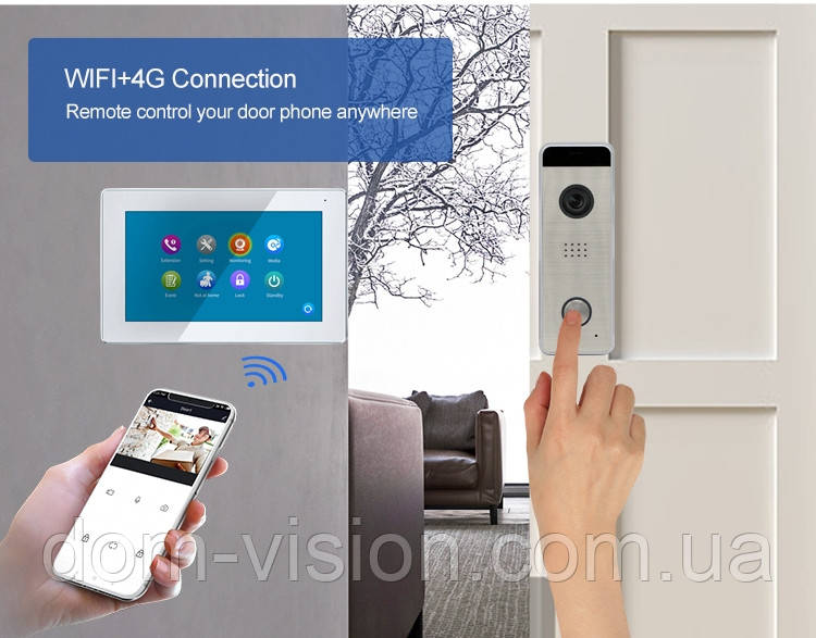 Комплект WiFi AHD 1080p відеодомофон DOM-730MB HD+ WiFi + DOM-02B HD