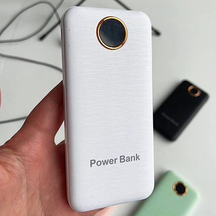 Універсальна мобільна батарея повербанк 20000 mAh 5V/2.1A з круглим циферблатом біла, фото 4