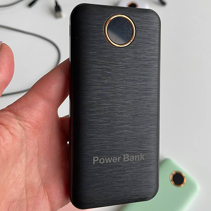 Універсальна мобільна батарея повербанк 20000 mAh 5V/2.1A з круглим циферблатом чорна, фото 4