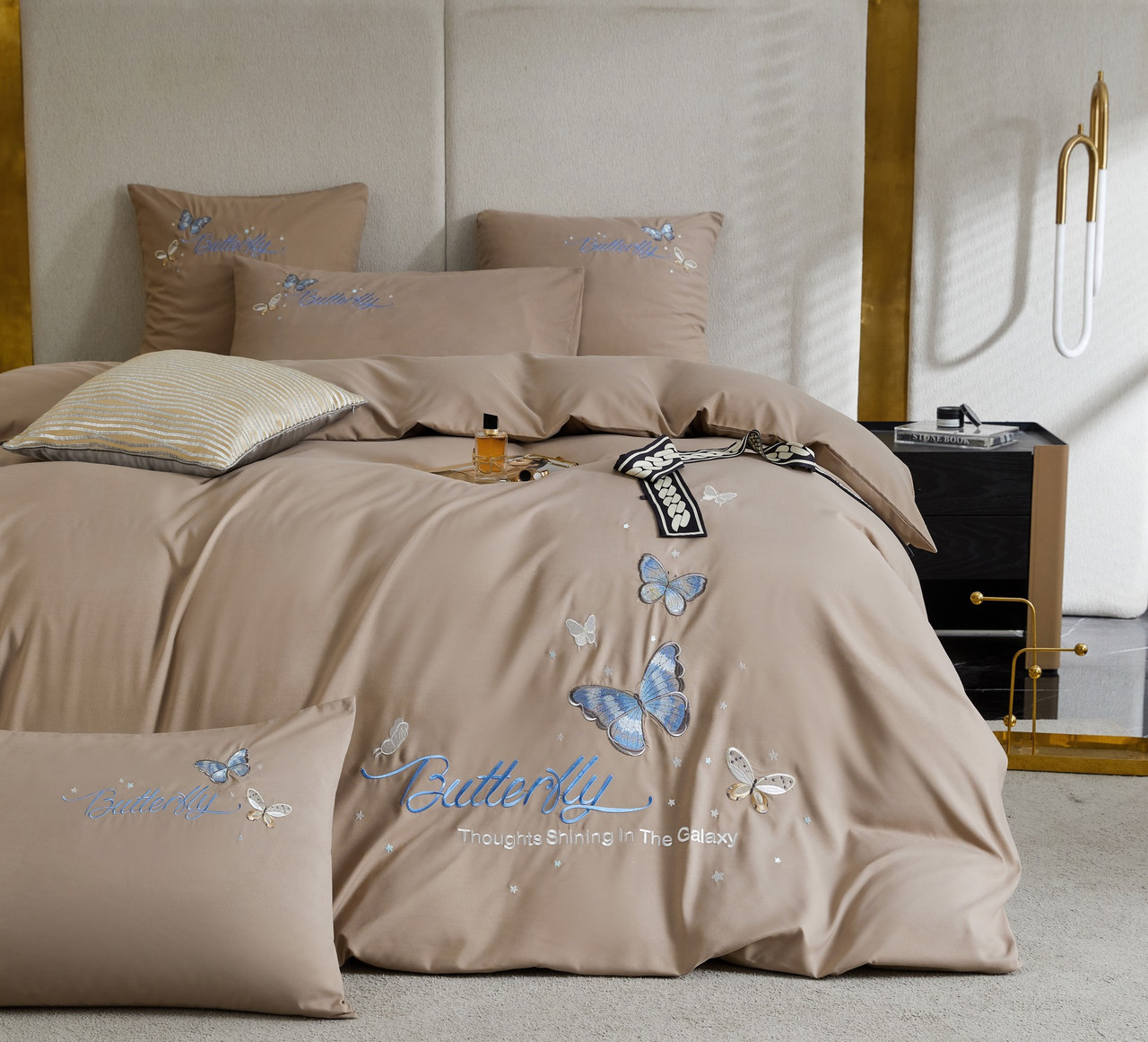 Постільна білизна Crown метелики - колір світлий беж