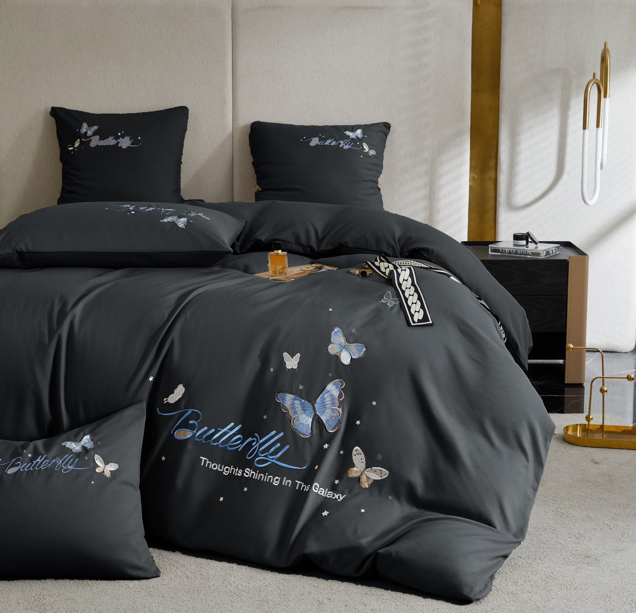 Постільна білизна Crown метелики - колір чорний