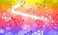 Абстрактные фотообои на стену 254x184 см Разноцветные бабочки (402P4)+клей