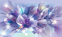 Обои в зал фото 368x254 см Светло-фиолетовые цветы и пузырьки (765P8)+клей