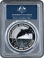 Срібна монета 1oz Пляшконосий Дельфін 1 долар 2019 Австралія (слаб)