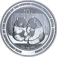 Серебряная монета 1oz Китайская Панда 10 юань 2009 Китай