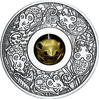 Серебряная монета 1oz Год Мыши (Крысы) "Вращающийся Оберег" 1 доллар 2020 Тувалу