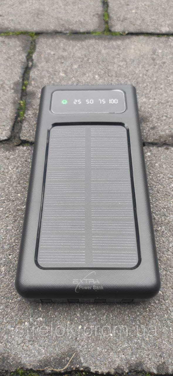 Power Bank Solar 30000 mAh, заряджання повер банк від сонячної батареї, Чорний