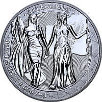 Серебряная монета 1oz Аллегории Колумбии и Германии 5 Марок 2019 Германия "Limited Edition for WORLD MONEY