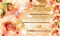 Флизелиновые фотообои для зала 254x184 см Красивые цветы на деревянных досках (3665V4)+клей