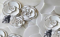 Флизелиновые фотообои барельеф 3D 416х254 см Фарфоровые белые цветы (3696VEXXXL)+клей