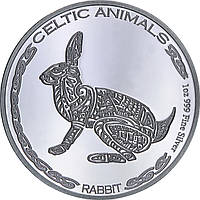 Срібна монета 1oz Кролик серія "Кельтські тварини" 500 франків КФА 2021 Чад