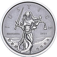 Серебряная монета 1oz Юстиция 1 фунт 2021 Гибралтар (Antique)