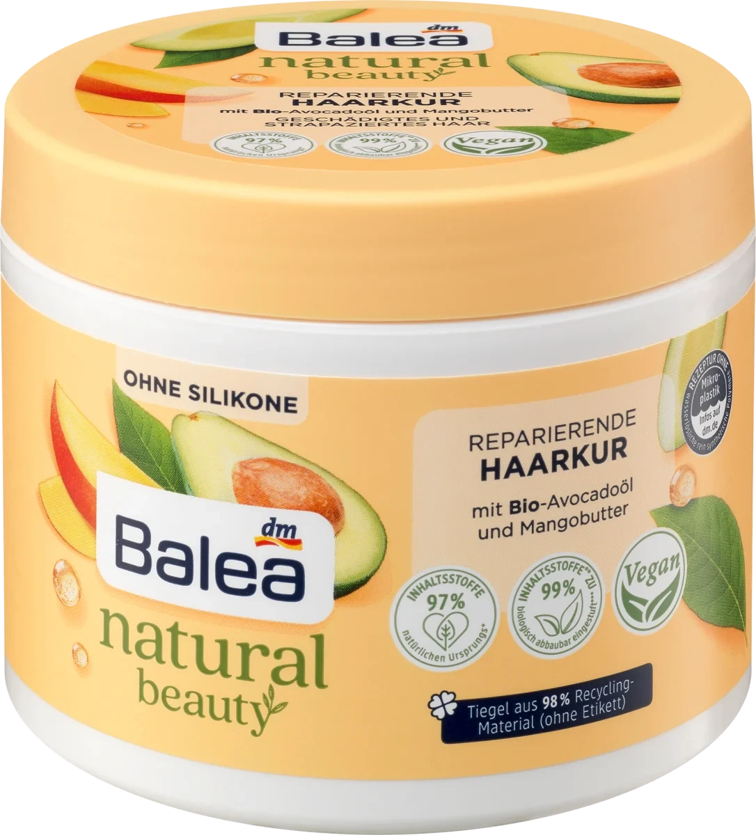 Маска для волосся Balea Natural Beauty mit Bio-Avocadoöl und Mangobutter, 300 мл
