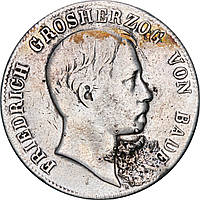 Серебряная монета 1 Талер 1864 Баден