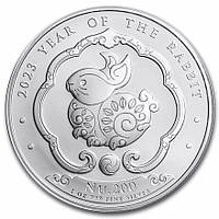 Серебряная монета 1oz Год Кролика 200 нгултрумов 2023 Бутан