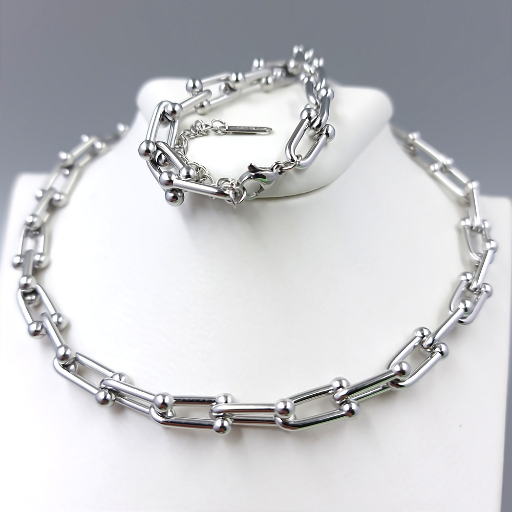Ланцюжок Stainless Steel. Сталь. Родій. Довжина: 49-54 см Ширина: 7 мм