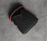 Шкіряний червоно-чорний рюкзак ручної роботи, сумка-рюкзак з авторським тисненням, фото 6