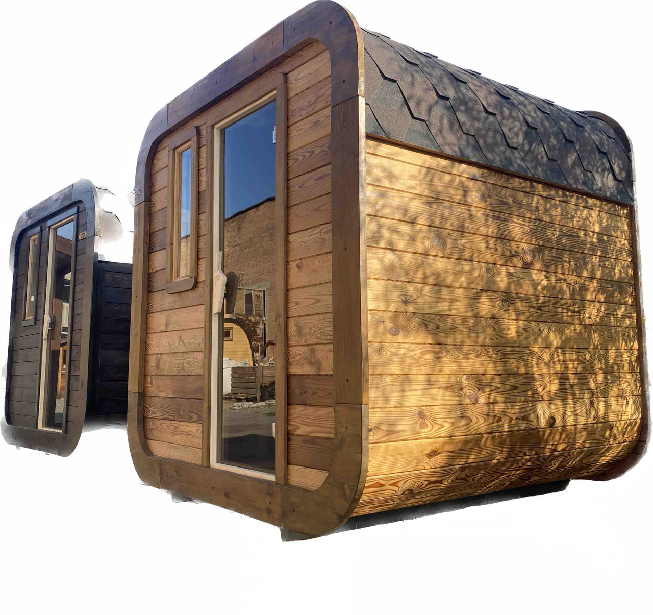 Sauna Cube Quadro Old Wood 2,35x2,0m Thermowood Production