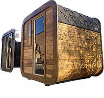 Sauna Cube Quadro Old Wood 2,35x2,0m Thermowood Production