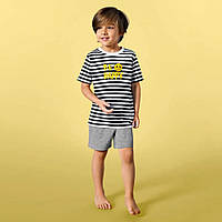 Пижама для мальчика "BE HAPPY", рост 122-128, цвет белый, светло-серый