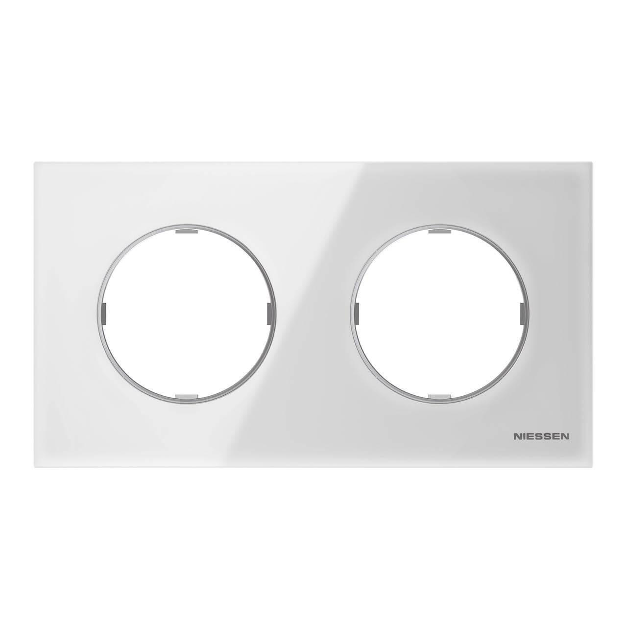 Рамка 2-постова ABB 8672 CB Skymoon Біле скло (2CLA867200A3001)