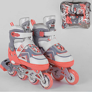Ролики розсувні для дівчинки 1077-S Best Roller, розмір 30-33 колеса PU, коралові