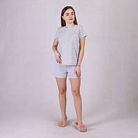 Літня жіноча піжама футболка+шорти "Грей-горох" 46, 50.