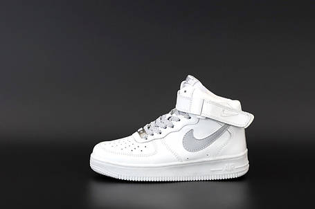 Кросівки Nike Air Force 1 High Reflective White Gray / Найк Аїр Форс 1 Високі Білі з Сірим (Рефлективні), фото 1