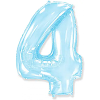Фольгированный шар цифра 4 пастель голубая, 40" (102 см) Flexmetal в упаковке