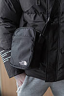 Сумка через плечо The North Face черная текстильная мужская барсетка TNF спортивный мессенджер ТНФ цвет черный