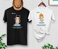 Парные футболки мужская и женская с принтом Искуситель и Ангелочек для Влюбленных
