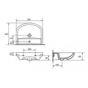 Умивальник 55 см Cersanit ARTECO з отвором для змішувача і переливом, фото 3