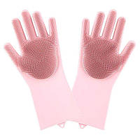 Хозяйственные силиконовые перчатки для уборки и мытья посуды Magic Silicone Gloves Светло-розовый