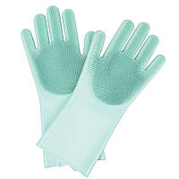 Хозяйственные силиконовые перчатки для уборки и мытья посуды Magic Silicone Gloves Зеленый