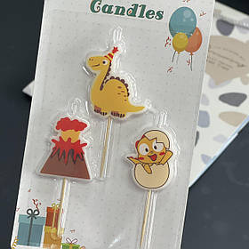 Свічки в торт "Динозаври", 3 шт, Набор свечей в торт "Динозавры"