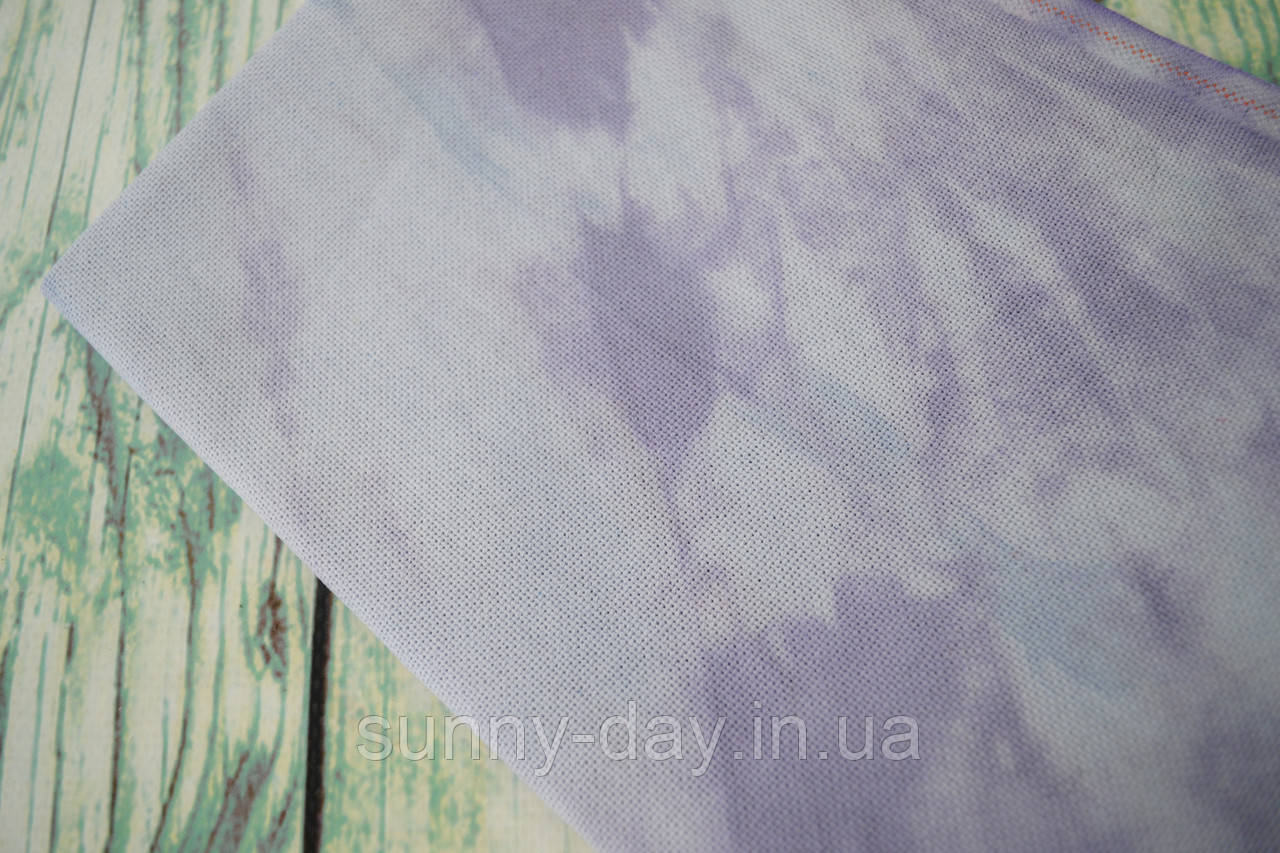 Тканина ручного фарбування розмір 33х47см основа Lugana колір "Лавандовий мармур"