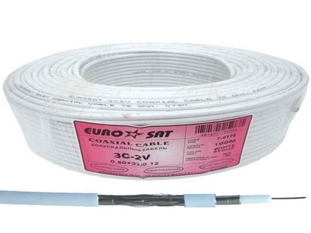 Кабель коаксіальний RG-59 3C2V 100м, 32 жили, тонкий 70786568 ТМ EUROSAT BP