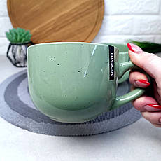 Великий керамічний кухоль 480 мл Ardesto Pastel green, фото 3