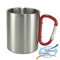 Чашка для сублімаціі металева з червоним карабіном,300 мл