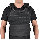 Плитоноска жилет тактичний MOLLE швидке скидання чорна, фото 2