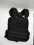 Плитоноска жилет тактичний MOLLE швидке скидання чорна, фото 3