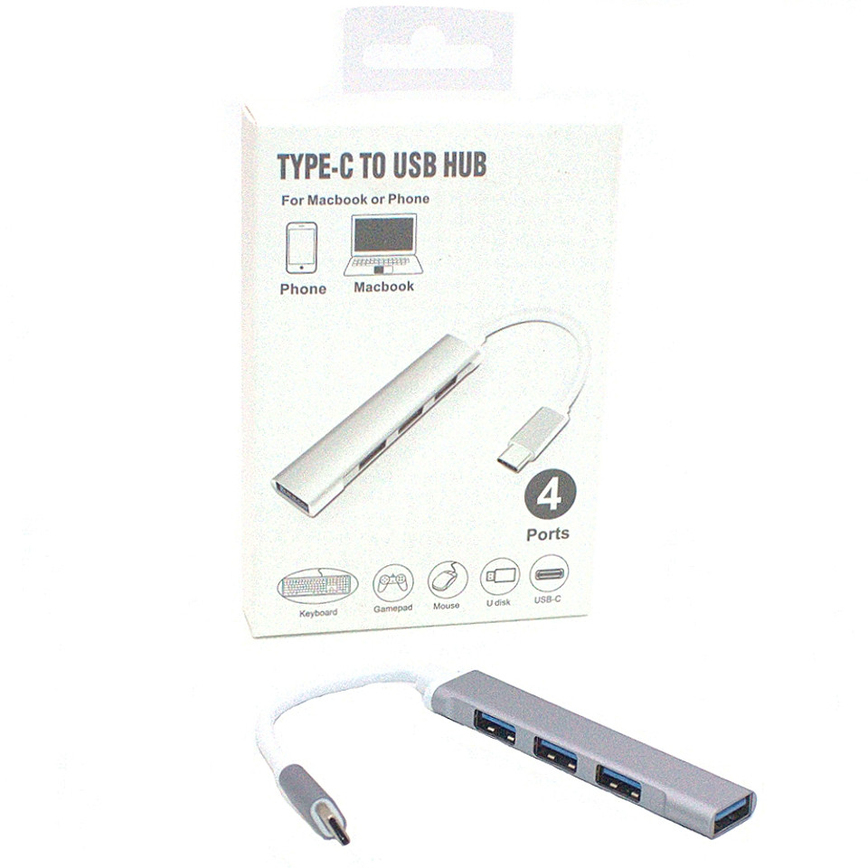 Usb Hub Adapter Type-C to USB на 4 порти для MacBook ЮСБ Концентратор Хаб для макбук Pro Air Перехідник