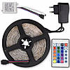 Світлодіодна LED стрічка 5м 5050 RGB, 12V + пульт + блок живлення / Багатобарвна стрічка для підсвічування кімнати, фото 4