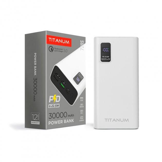 Повербанк (PowerBank) з швидкою зарядкою TITANUM 728S 30000mAh 22.5W White