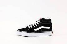 Жіночі та чоловічі кеди високі Vans SK 8 Mid Black high Ванси високі чорні з білим унісекс високі кеди, фото 6